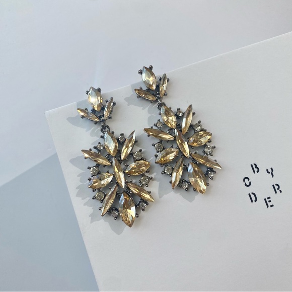 Jewelry - Dazzling Jeweled Crystal Marquise Drop Earrings in Champagne Gold